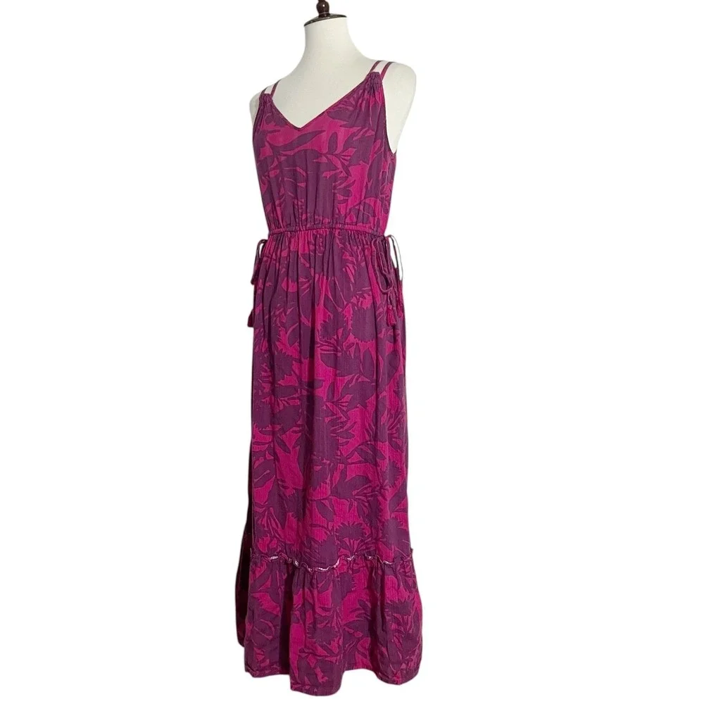 Anthropologie Saturday Sunday Yasmine Pink Purple Cotton Tiered Maxi Dress Small - Picture 5 of 11